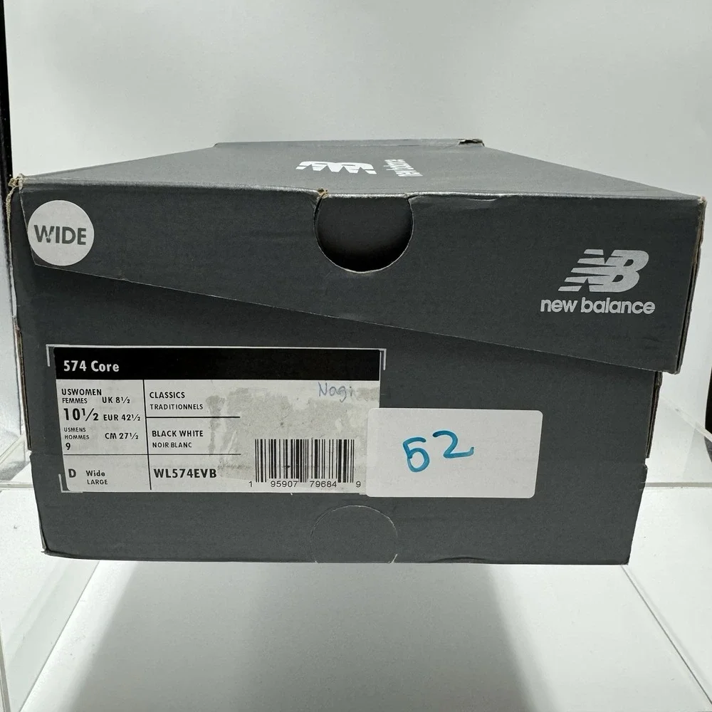 New Balance 574 Core WL574EVB Black Men's Size 9 / Women's 10.5 Wide Brand New